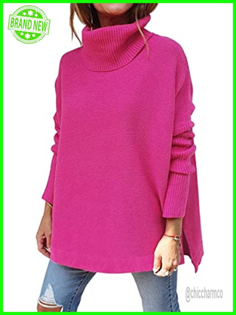 Womens Oversized Turtleneck Sweater Pullover Fall Knit Long Sleeve